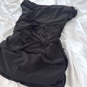 Spring Street Black Ruched Tube Top Strapless Draped Bodice Medium